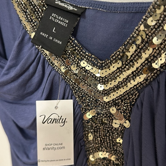 Indigo with sequin detail tank top - Picture 4 of 5